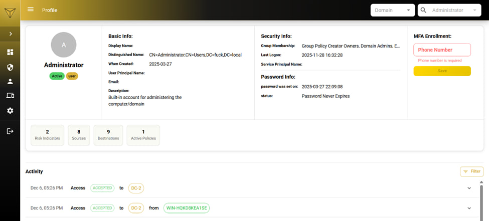 UIP Deep Identity Profiling - Tracking account behavior and privilege escalation attempts